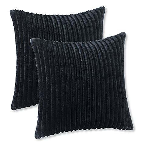 Kuscheli® 2er Set Kissenbezug im Doppelpack Cashmer Touch Fleece Kissenhülle, Sofakissen Kopfkissenbezug Kissenbezüge Couchkissen, Farbe:Schwarz, Größe:2X 50x50 cm von Kuscheli