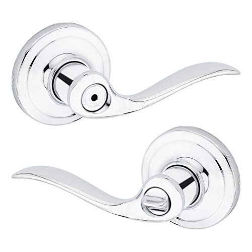 Kwikset 97300-728 Tustin Door Handle Lever with Traditional Wave Design for Home Bedroom or Bathroom Privacy in Polished Chrome von Kwikset