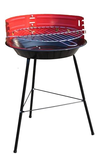 Standgrill 40x50x30cm in Rot Schwarz für Holzkohle, Barbecue Grill für den Garten Balkon Terrasse und Festivals von Kynast Exklusiv