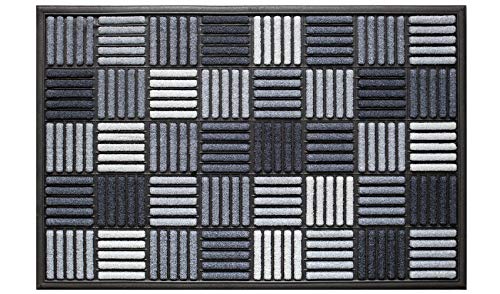 LA KO Fußmatte - hochwertig Fußmatte aus kombinierten Materialien - Türmatte mit modernem Design - verschieden Größen und Farben (Parkett grautöne, 60 x 90 cm) von LA KO