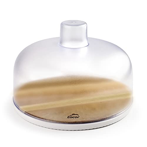 Lacor - 62404 - Round Cheese Dish with Plastic Lid, Natural Acacia Wood Base, Container for Storing and Cutting Cheeses, Funnels and Other Foods, Opaque Lid, BPA Free, Ø26 von LACOR