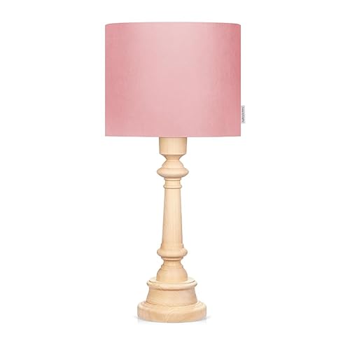 Lamps & Company Nachttischlampe Kinder, Tischlampe rosa Lampenschirm Samt, ideal für Kinderzimmer Mädchen Teenager und Baby, skandinavische Deko, passt als Schreibtischlampe, Höhe 55 cm von LAMPS & COMPANY
