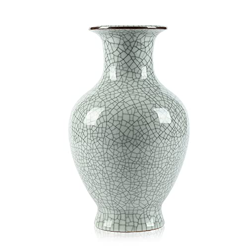 Chinesische Keramik Kunst Handgemachte Antike Eis Crack Glasur Vasen Große China Porzellan Blume Flasche Vase (Weiß)… von LANLONG