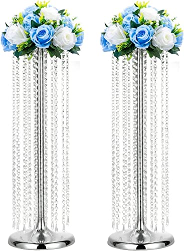 LANLONG Luxuriöse Kristall-Blumenständer für Hochzeit, Mittelstücke auf dem Boden, hoch, Metall, Blumenarrangement, Tisch-Blumenvase für Hochzeit, Party, Hotel, Heimdekoration von LANLONG