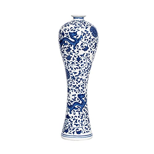 China Keramik Vase Blau und Weiß Porzellan Chinesisch Handmade Dekorative Blumenvase für Wohnzimmer, Home Decor, Büro, Tisch Centerpiece (lianhua) von LANLONG