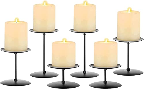 Schwarze Stumpenkerzenhalter Set mit 6 eisernen Kerzenständerplatten Stumpenkerzenhalter Halter Ständer für Wohnzimmer Metallkerzenhalter für Tischdekoration Hochzeitsfeier Veranstaltungen Wohnkultur von LANLONG