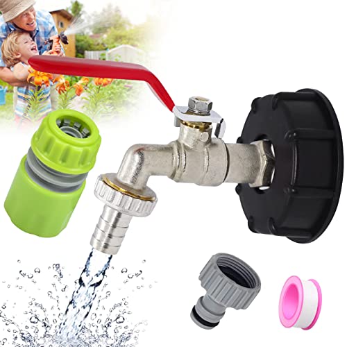 LANSKYLAN IBC Kugelauslaufhahn Tankadapter IBC Tank Zubehör IBC Wassertank Container Zubehör Adapter IBC Auslaufhahn 1/2" Gartenschlauch IBC Tank Adapter für S60x6 Regenwassertank Regentonnen von LANSKYLAN