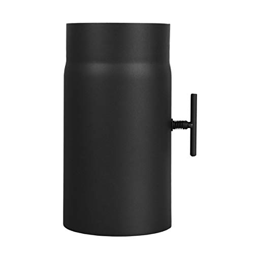 LANZZAS Rauchrohr 250 mm mit Drosselklappe - im Durchmesser Ø 130 mm - Farbe: schwarz - Ofenrohr Verlängerungsrohr von LANZZAS