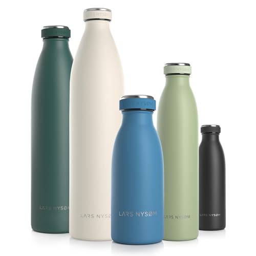 LARS NYSØM Edelstahl Trinkflasche 350ml, 500ml, 750ml, 1L, 1 5 liter | BPA-Frei Thermosflasche Kohlensäure geeignet | Auslaufsichere Wasserflasche für Sport, Outdoor, Schule (Niagara, 350ml) von LARS NYSØM