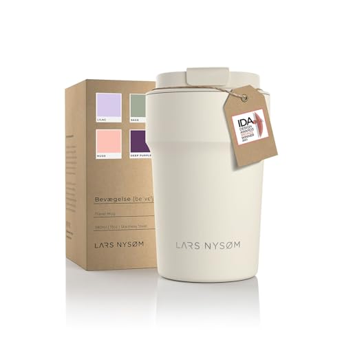 LARS NYSØM Thermo Kaffeebecher-to-go 380ml | BPA-freier Travel Mug 0.38 Liter mit Isolierung | Auslaufsicherer Edelstahl Thermobecher für Kaffee und Tee unterwegs | Teebecher (Buttercream, 380ml) von LARS NYSØM