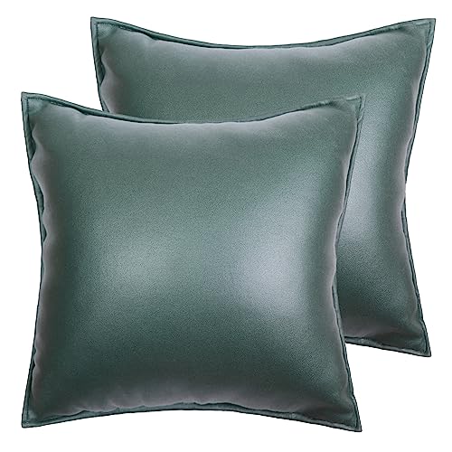 LAT 2 Set Kunstleder Kissenbezug 40x40cm Dekorative Überwurf-Kissenbezüge, Wasserdicht, Langlebig, Kissenhülle für Sofa, Couch, Bett, Stuhl, Autositz (Teal Blue) von LAT LEE AND TOWN