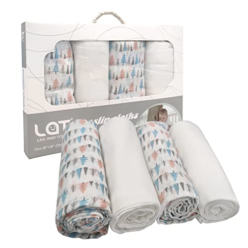 LAT LEE AND TOWN Baby Mulltücher Mullwindeln Spucktücher 4er Set Musselin Stoffwindeln 70x70cm Baumwolle Mädchen Junge Unisex von LAT LEE AND TOWN