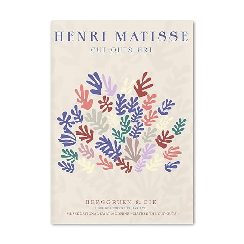 LATAFA Henri Matisse Poster Henri Matisse Drucke Henri Matisse Wandkunst Bunte Korallenformen Leinwand Gemälde für Wohnkultur Bilder 60x80cmx1 Kein Rahmen von LATAFA