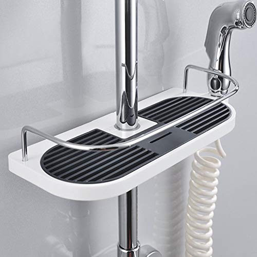 LATERN Duschablage für die Duschstange, Bohren Dusche Ablage Badezimmer Dusche Rack Verstellbar Höhe, Für Duschstange mit Durchmesser von 19mm - 25mm von LATERN