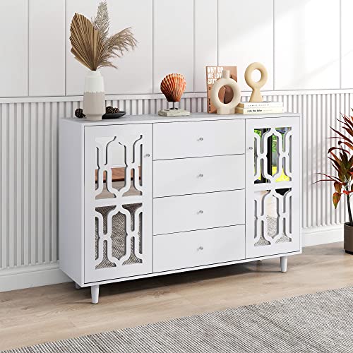 LATICO Sideboard Kommode, Sideboard Küchenschrank mit 2 Türen und 4 Schubladen, Sideboard Wohnzimmer Beistellschrank Schrank Mehrzweckschrank Flurschrankmit viel Stauraum, 147x 40x102 cm(BxTxH) von LATICO