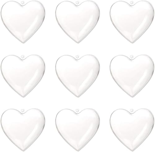 LATRAT 10 Stück Durchsichtiger Herz Kunststoff Befüllbare Durchsichtige Hängende Kugeln mit Aufhängeöse Hochzeit Valentinstag Hängende Dekoration von LATRAT