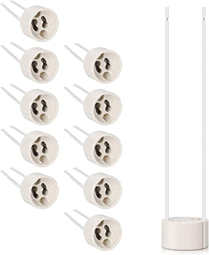 LATRAT 10 Stück GU10 Fassung mit Kabel für LED- und Halogenlampen, 0-250V, Keramik Lampenfassung GU10 Sockel für LED Spots und Halogen Lampen von LATRAT