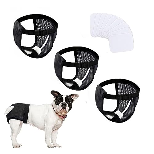 LATRAT 3 Pack Wiederverwendbare Hundewindeln mit 9 Hygienepad Waschbare, für Hündinnen bei Monatliche Blutung Waschbare Schutzhose umweltfreundliche（Schwarz ） (XL) von LATRAT