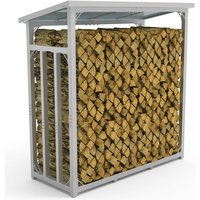 Kaminholzregal außen Metall verzinkt 188x70x188 silber, Stapelhilfe Brennholz Lager für Feuer Holz Unterstand mit Dach von LAWA LIVING AND LIFESTYLE
