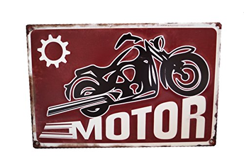 LB H&F Blechschild Nostalgie Retro Tür Bike Motorrad Schild Biker rot - G - von LB H&F