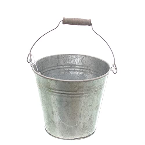 Zinkeimer - Metalleimer wasserdicht 10 Liter mit stabilen Griffen zum Bepflanzen und als Miniteich - Pflanzkübel Eimer Dekoeimer Garten Dekoration (Eimer) von LB H&F