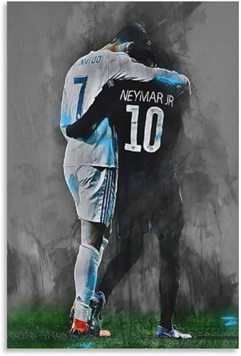 LBMED GemäLde Auf Leinwand Ronaldo und Neymar Poster Fußball Fußball Sport für Schlafzimmer Dekor Wandkunst Malerei Poster Druckt Bilder 19.7"x27.6"(50x70cm) Kein Rahmen von LBMED