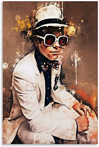 LBMED Leinwand Druck Poster Elton John für Familiendekor Wandkunst Kunstwerk Malerei Kunstdrucke Bild 23.6"x35.4"(60x90cm) Kein Rahmen von LBMED