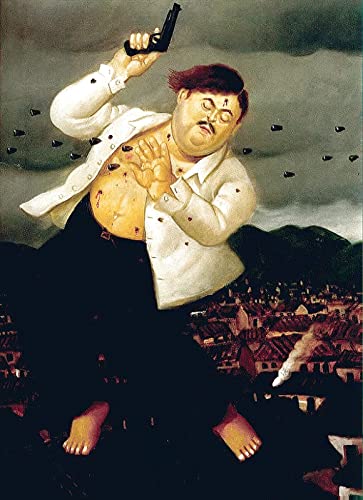 LBMED Leinwand Druck Poster Tod von Pablo Escobar von Fernando Botero Künstlerrolle für Raumdekoration Wandkunst Kunstwerk Malerei Kunstdrucke Bild 23.6"x35.4"(60x90cm) Kein Rahmen von LBMED