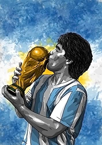 LBMED Leinwand Malerei Bild Diego Maradona 1986 Fußball-Superstar für Bürodekoration Poster Wandkunst Bilder Und Drucke 23.6"x35.4"(60x90cm) Kein Rahmen von LBMED