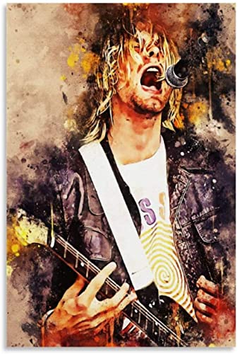 LBMED Poster Und Gedruckte Kurt Cobain Poster Malerei Leinwand für Veranda Dekor Leinwand Malerei Wandkunst Bilder 23.6"x35.4"(60x90cm) Kein Rahmen von LBMED