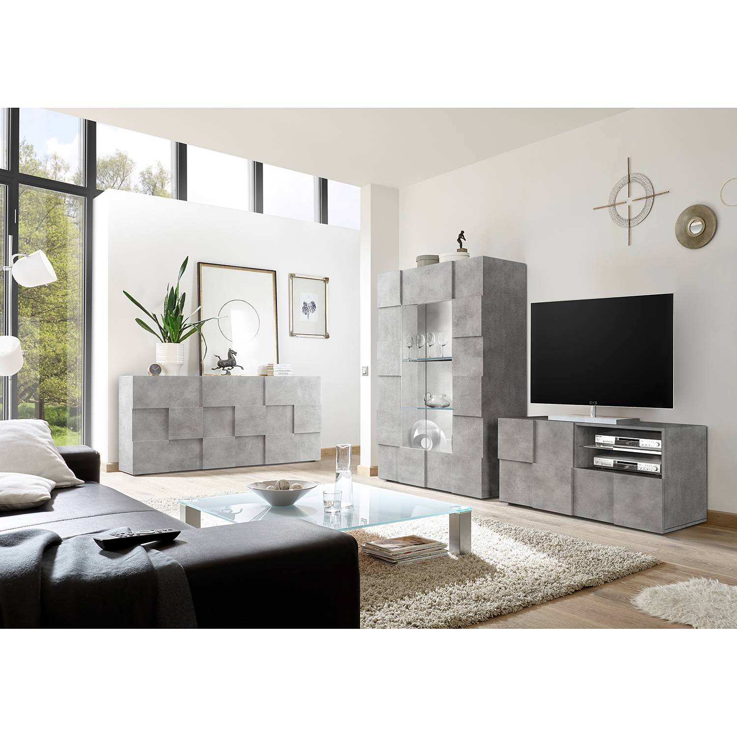 LC Spa Sideboard Dama I Beton Dekor Spanplatte 181x84x42 cm (BxHxT) Modern 3-türig von LC Spa