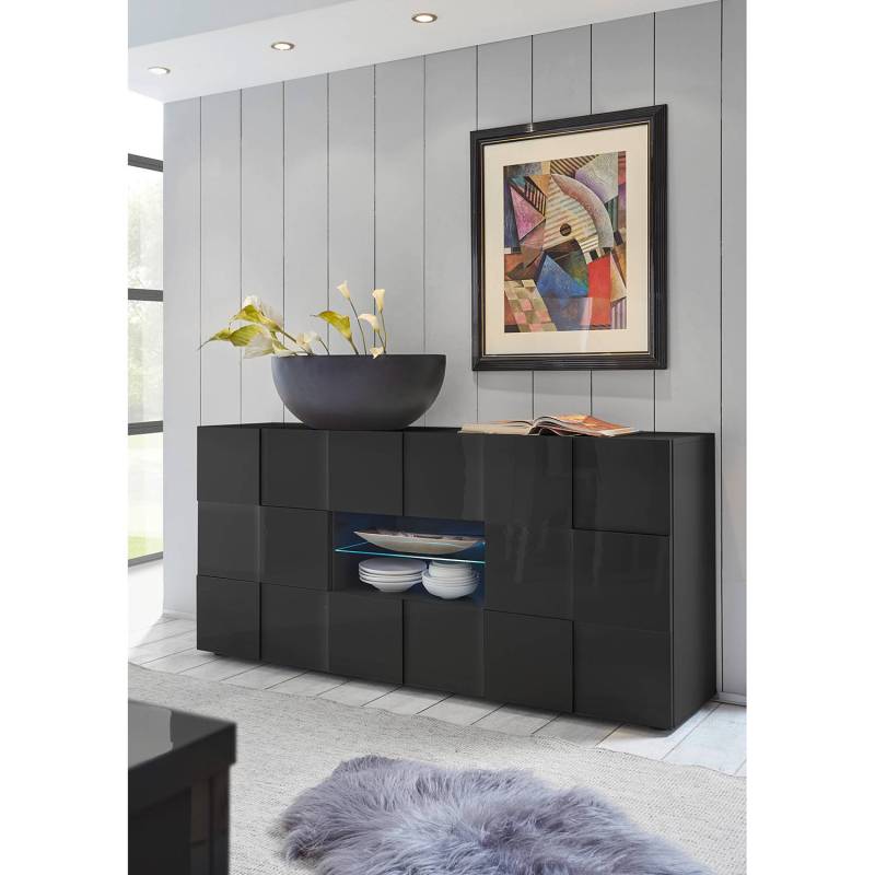 LC Spa Sideboard Dama II Hochglanz Anthrazit Spanplatte 181x84x42 cm (BxHxT) Modern 2-türig 2 Schubladen von LC Spa