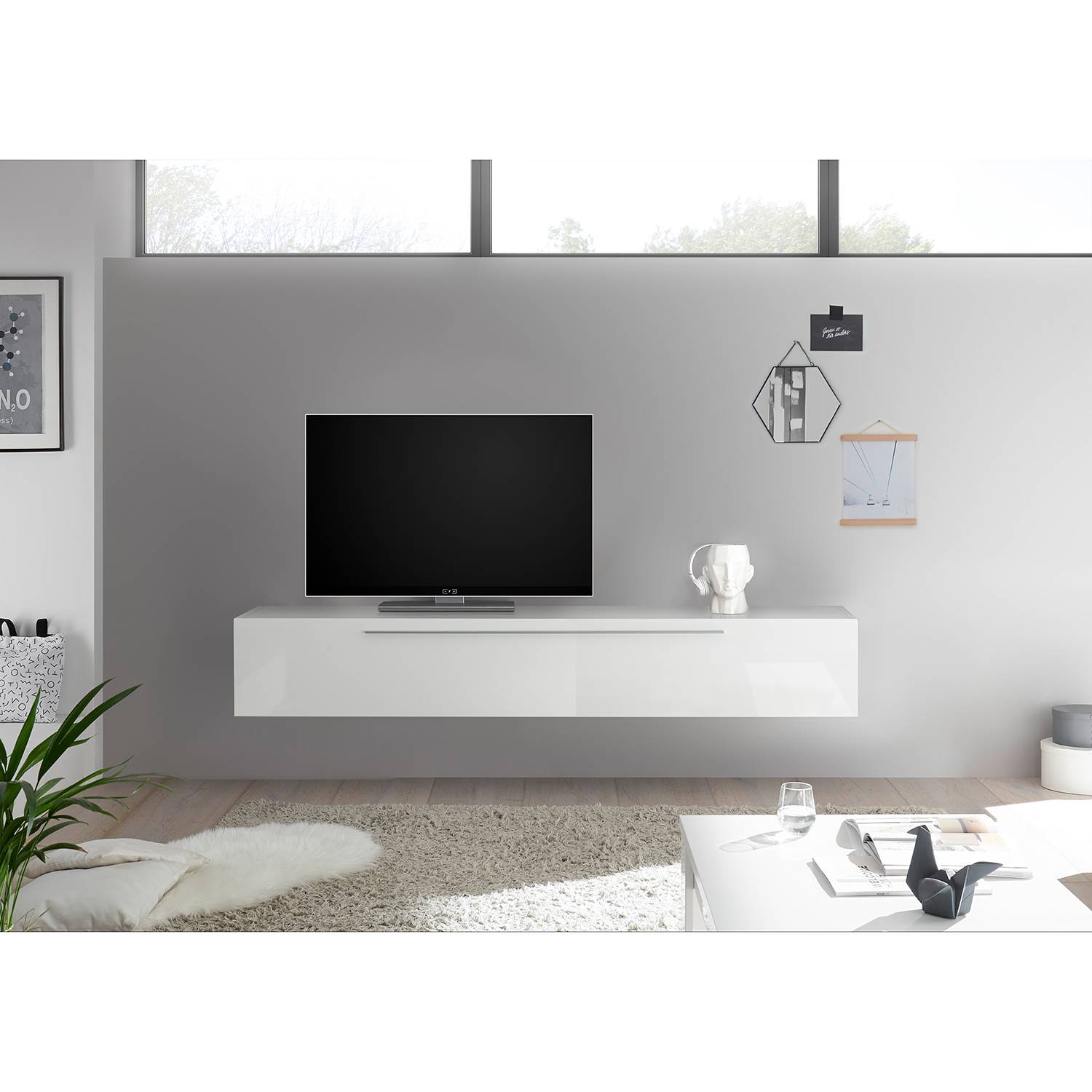 LC Spa TV-Lowboard Infinity Hochglanz Weiß Spanplatte 210x34x35 cm (BxHxT) Modern von LC Spa