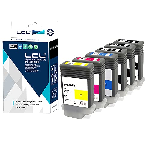 LCL Kompatibel PFI102 PFI-102 High Yield Pigment (2MBK+KCMY) kompatibel für Canon IPF500/IPF510/IPF510plus/IPF600 von LCL