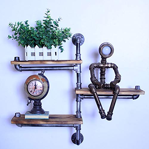 LCYFBE Regale für die Wand, American Country Style Schweberegale Vintage industrielle Wandregal Industrial Regal Pipe Display Rack Retro Iron Wandmontage Bücherregal Rohr Regale Vintage Shelves von LCYFBE