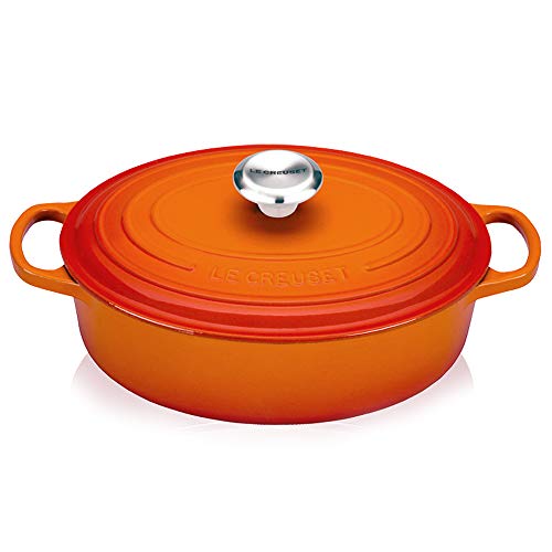 Le Creuset Signature Gusseisen-Bräter mit Deckel, Ø 27 cm, Oval, 3.4 l, Ofenrot, 21186270902430 von LE CREUSET