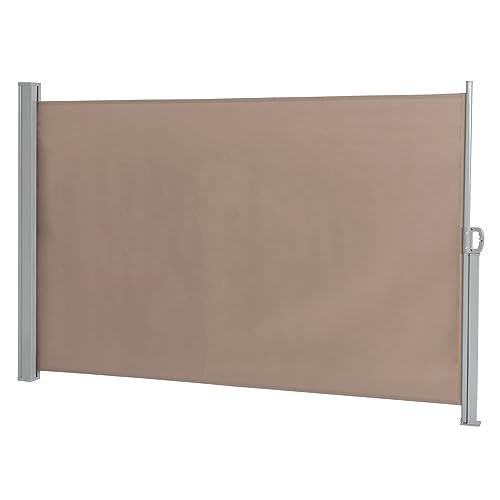 LEADZM Seitenmarkise Ausziehbar 160x300 cm,Blickdicht,Sichtschutz,Windschutz,180g/㎡ Hochdichtes Polyestergewebe,für Balkon, Garten und Terrasse,mit Wandhalterung,Braun von LEADZM