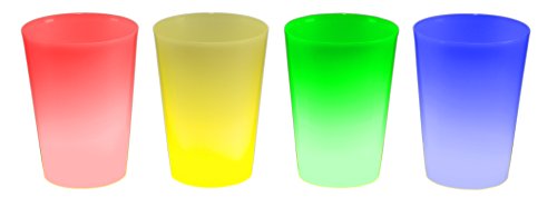 4er Set Knicklicht Becher Knick Leuchtbecher, Cocktailbecher, Trinkbecher 350 ml gemischt (grün, blau, rot, gelb) Trinkglas Cocktailglas beleuchtet von LED-Highlights