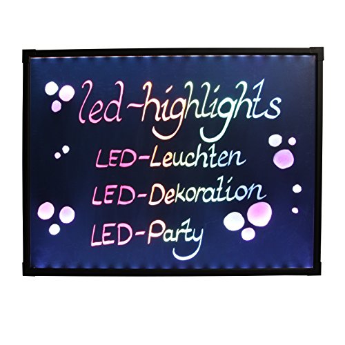 LED-Highlights Deko Leuchtschild Reklame Tafel 80 x 60 cm Controller 7 Led Farben Leuchttafel Werbeschild 8 Neon Stifte Buchstaben Bunt Beschreibbar von LED-Highlights