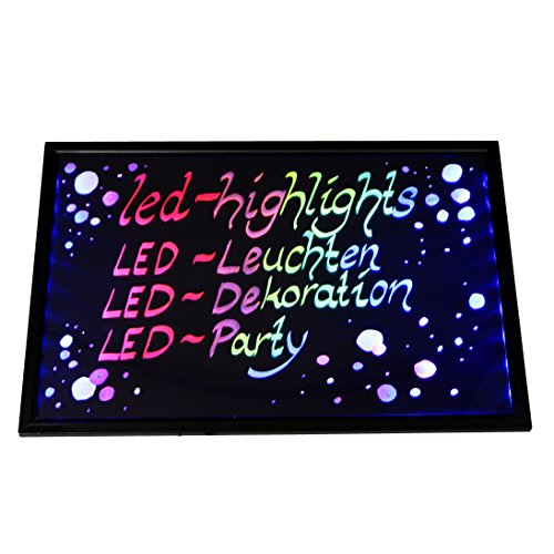 LED-Highlights Werbetafel Led Reklame Tafel 60 x 40 cm Fernbedienung 7 Led Farben Leuchttafel Led Werbeschild 8 Neon Stifte Buchstaben Bunt Beschreibbar Licht Box von LED-Highlights