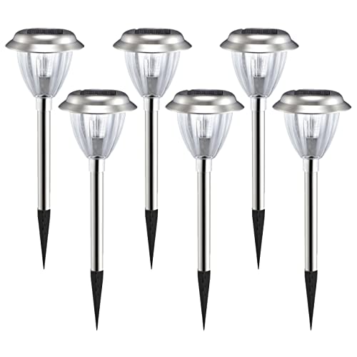 LED Universum Solarleuchten Set Garten Solar Gartenleuchte aus Kunststoff Edelstahl wasserdicht Solarlampen für Garten Solarleuchte Dekoration Licht für Außen (031-3063 tageslichtweiß, 6er Set) von LED Universum