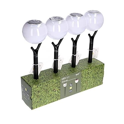 LED's light Solar Design LED-Gartenleuchte Modell Kugel 4 Stück mit Erdspieß warmweiß Dämmerungssensor IP44 von LED's light
