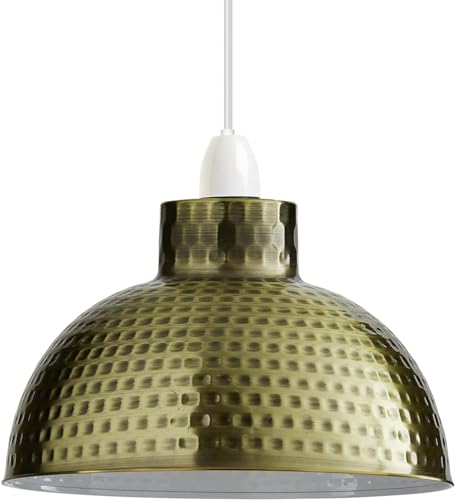 LEDSone Metall Lampenschirm, einfach zu montieren, Retro industrielle Deckenleuchte Hängeleuchte,Lampenfassung für Küche Esszimmer E27 moderne Kuppel grünes Messing von LEDSone