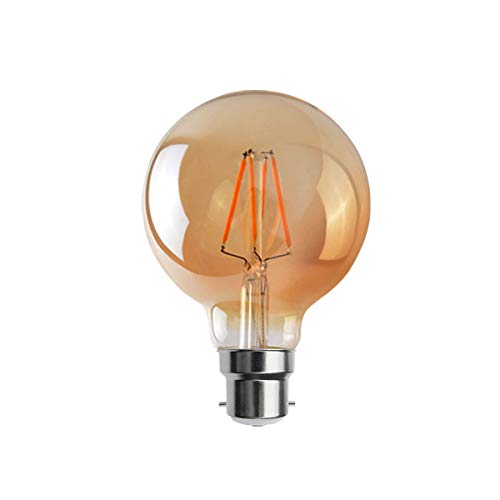 LEDSone Vintage 4W LED Filament G95 Glühbirnen Bajonett B22, 2700K Warmweiß dimmbare Energiesparlampen für Kronleuchter, Deckenbeschläge von LEDSone