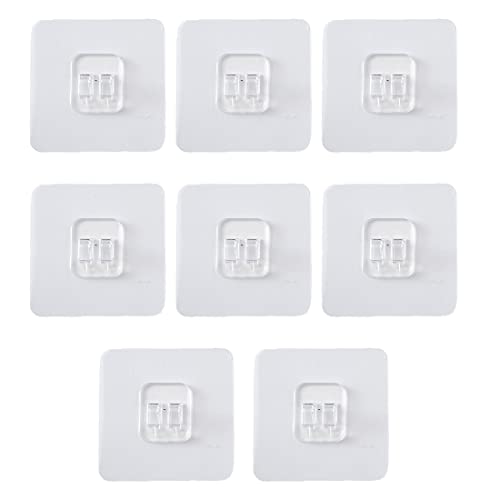 LEEQ 8 Stück Magische Haken, Transparente Haken, Selbstklebende Klebehaken - für Küche, Bad, Toilette Türwand (5kg Max) von LEEQ