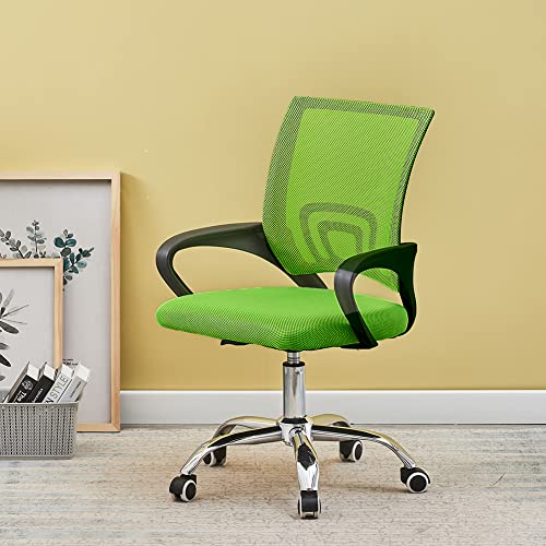 LEMROE Schreibtischstuhl Ergonomisch mit Armlehnen Verstellbarer Bürostuhl aus Netzgewebe mit Lendenwirbelstütze Drehstuhl mit flexiblen Rädern (Grün) von LEMROE