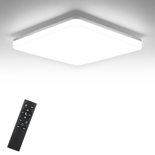 LEOEU 24W LED Deckenleuchte Dimmbar, IP54 Deckenlampe mit Fernbedienung, 2400LM 3000-6500K Deckenbeleuchtung für Schlafzimmer Wohnzimmer Küche Keller Balkon von LEOEU