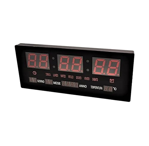 LEOFLA Digitale LED-Wanduhr mit Datumsanzeige und Thermostat, schmal, Datum, Temperatur, variabel, mittel von LEOFLA