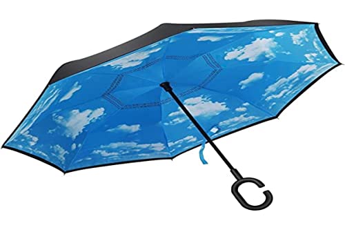 LEOFLA Regenschirm mit Öffnung zum Auslösen des Gegenteils, wendbar, winddicht, umgekehrt, Regen von LEOFLA