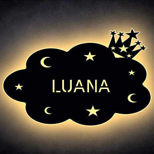 Wolke Cloud LED Schlummerlicht mit Wunschname personalisierte Nachtlicht Lasergravur für Kinderzimmer Schlafzimmer Geschenk für Kind von LEON FOLIEN